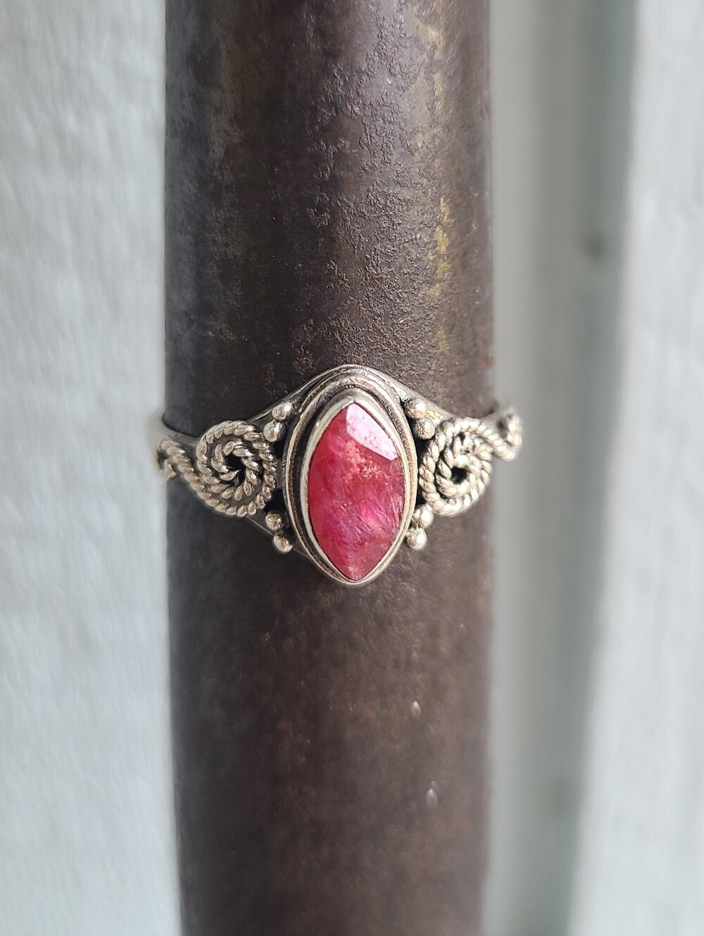 Sterling Silver Ruby Ring Size 11 or 11.5